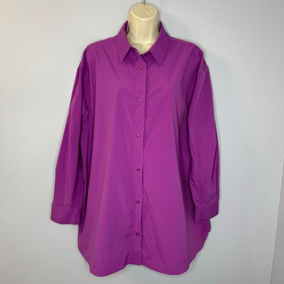 ATHLETA Oversized Poplin Top Jazzy Purple Shirt Performance Relax Women's XL - Picture 1 of 11